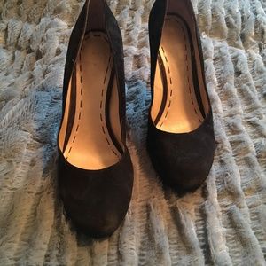 Nine West Black Suede Wedge Pump Heel